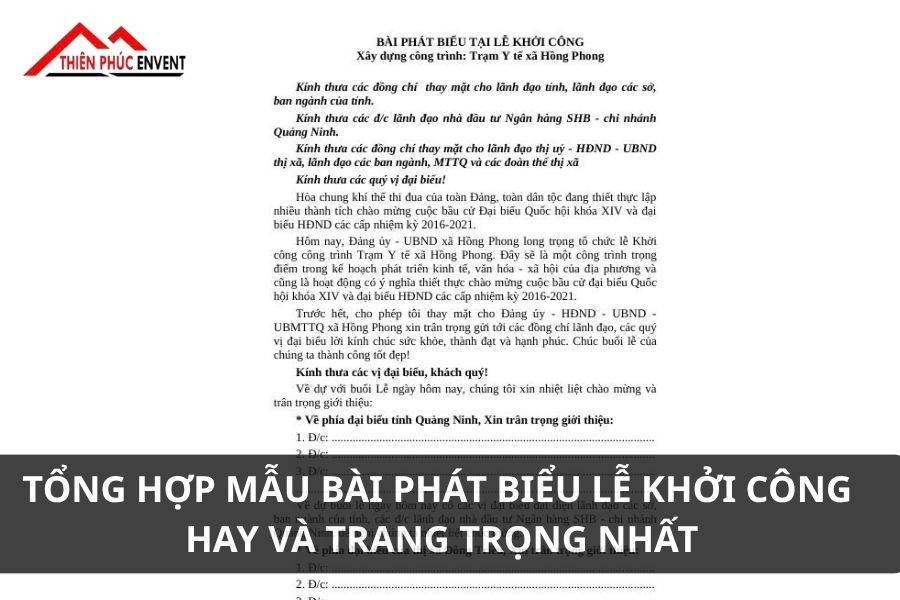 mau bai phat bieu le khoi cong